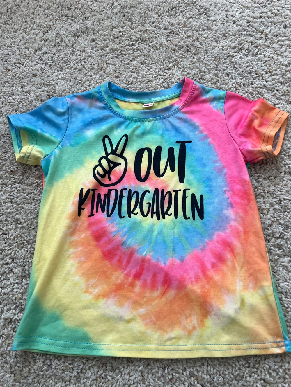 Girls Tie-Dye "Out Kindergarten" Graphic Tee - Multicolor